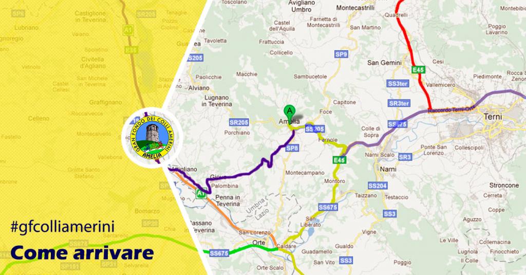 Come arrivare Granfondo Colli Amerini - Amelia Terni Umbria